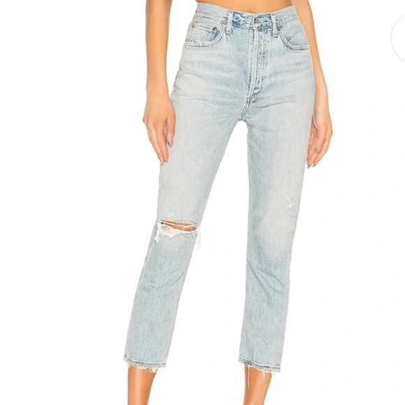 Agolde Denim - AGOLDE Riley High Rise Straight Crop Jeans Size 24 in Shatter